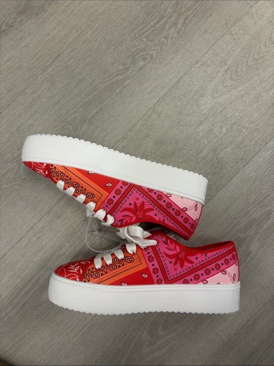 kate spade Shoes - kate spade Red and Pink Bandana Print Platform Sneakers